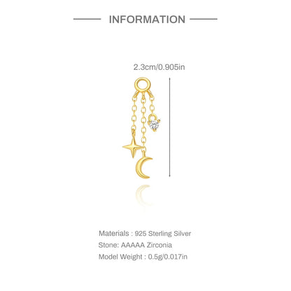 1PC 925 Sterling Silver Horse Eye Chain Tassel Zircon Drop Earrings For Women Ins Minimalism Geometric Earrings Gift