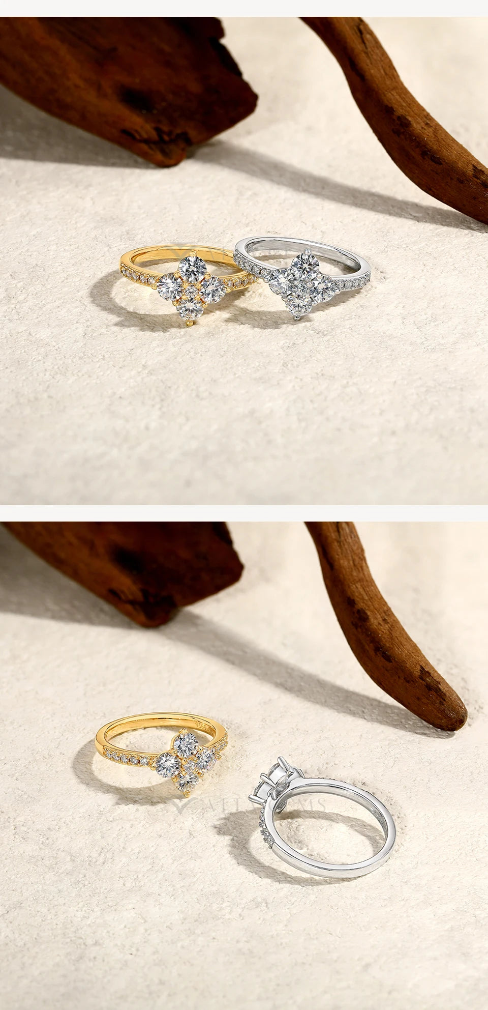 925 Sterling Silver Luxury Full Moissanite Rings 0.3ct DVVS1 Round Cut Sparkling Engagement Band for Women Fine Jewelry