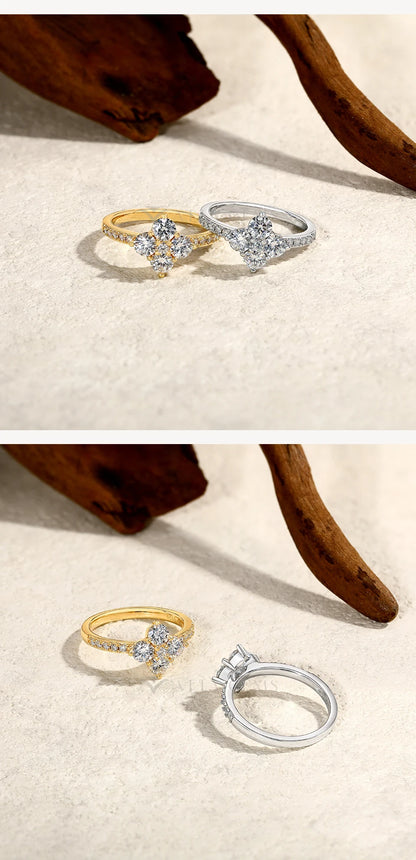 925 Sterling Silver Luxury Full Moissanite Rings 0.3ct DVVS1 Round Cut Sparkling Engagement Band for Women Fine Jewelry