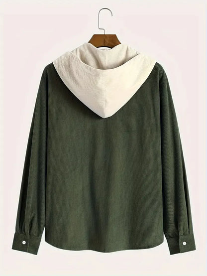 The 2025 new fashion trend spring and autumn corduroy hooded jacket is comfortable and casual for daily commuting for men