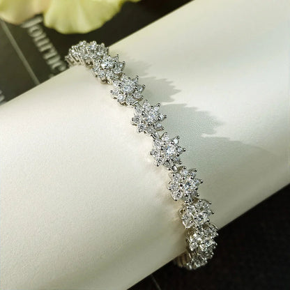 Flower Moissanite Tennis Bracelet Wedding Jewelry 925 Sterling Silver Plated 18k White Gold GRA Bracelets for Women Man