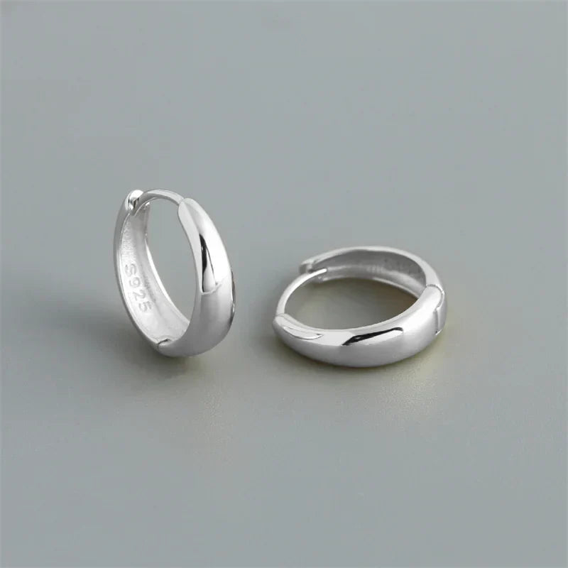925 Sterling Silver Simple Statement Matte Large Huggies Hoop Earrings for Men Women Fine Gothic Punk Charms S925 Jewelry