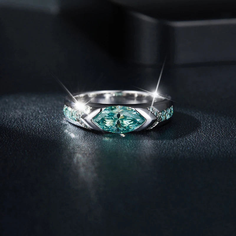 5x10mm Marquise Cut Mossanite Rings for Women Man 925 Sterling Sliver with Gold Plated Jewelry Ladies Band Women's Ring