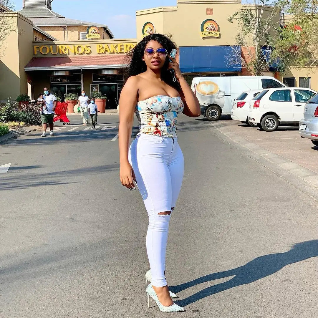 Women's White High Waist Ripped Jeans Casual Female Clothing