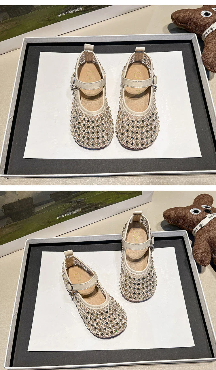 Children's Summer Sandals New Soft Bottom Kids Sandals for Girls Fashion Sequin Causal Beach Shoes Non-slip Breathable Mesh