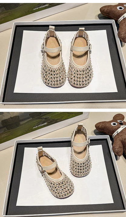 Children's Summer Sandals New Soft Bottom Kids Sandals for Girls Fashion Sequin Causal Beach Shoes Non-slip Breathable Mesh