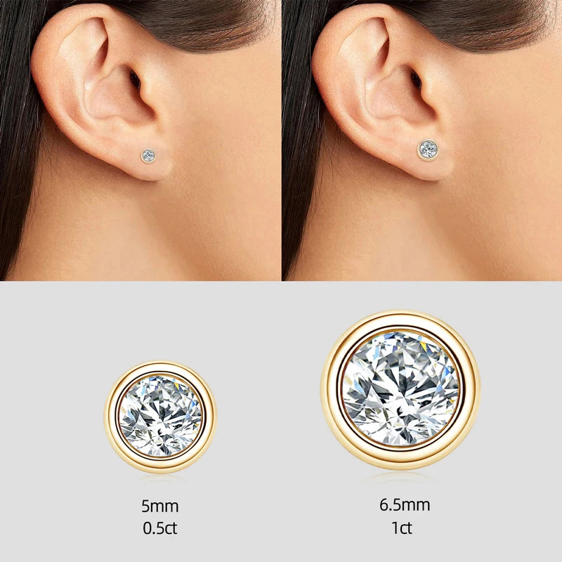 Real 3ctw. D Color Moissanite Jewelry Set 925 Silver 18k Gold Plated Pendant Necklace Stud Earrings Set for Women Men Gift