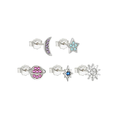 CANNER Set Double Layer Smooth Classic Hoop Earrings For Women 925 Sterling Silver Ins Flower Color Zircon Earrings Fine Jewelry