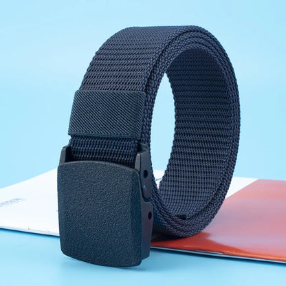 Newest 8 Colors Men Belts Military Nylon Adjustable Belt Outdoor Travel Tactical Waist Belt with Plastic Buckle for Pants 120cm