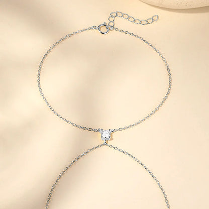 4mm Moissanite Ring Bracelet for Women S925 Sterling Silver D Color Lab Diamond Solitaire Finger Chain Fine Jewelry Gifts