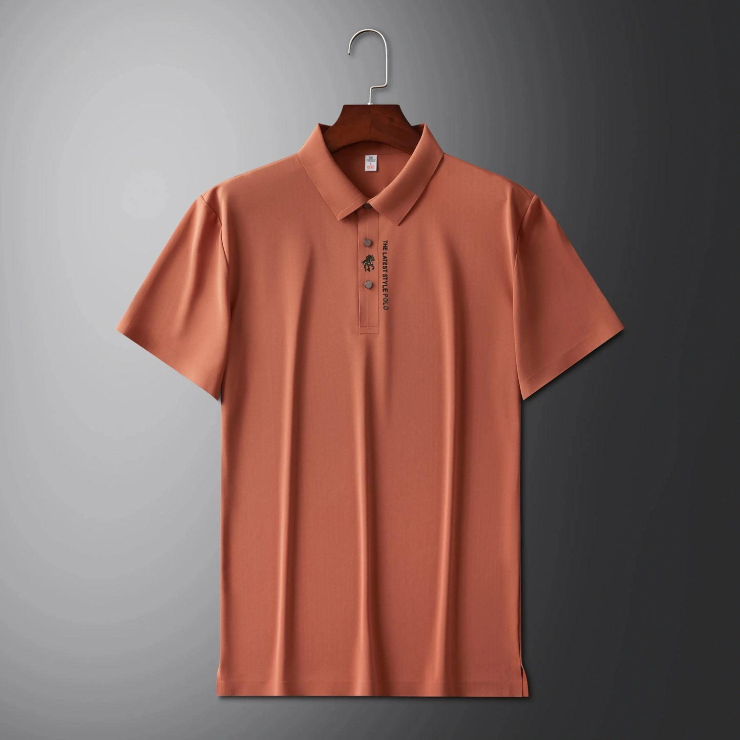 High quality silk breathable short sleeve POLO shirt men's lapel top 2024 summer new light luxury brand printed casual T-shirt