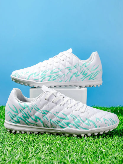 Men Women Kids Youth TF Turf Soccer Cleats PU+Fabric Upper Rubber Sole Non-Slip Wear-Resistant Training Shoes