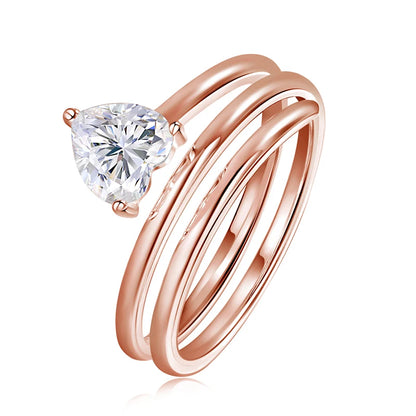 1ct Heart Cut Moissanite Wedding Rings for Women Spiral Eternity Band Matching Ring s925 Sterling Silver Teen Gifts