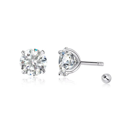 18k Plated 0.2-2ct Moissanite Stud Earrings for Women Solid 925 Sterling Silver Lab Diamond Screw Back Ear Stud Jewelry