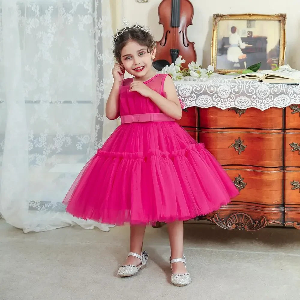 Baby Yellow Dress For Girls Kids Wedding Bridesmaid Dresses Toddler Tulle Birthday Princess Party Dress Infant Outfits Vestidos