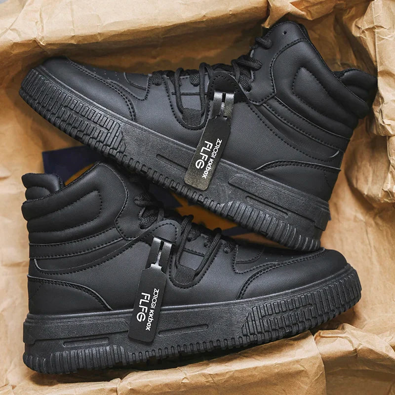 Novos Tênis Masculinos da Moda Confortáveis Macios Antiderrapantes Sola Resistente ao Desgaste Sapatos Casuais Masculinos Botas de Tornozelo Skate de Inverno Preppy