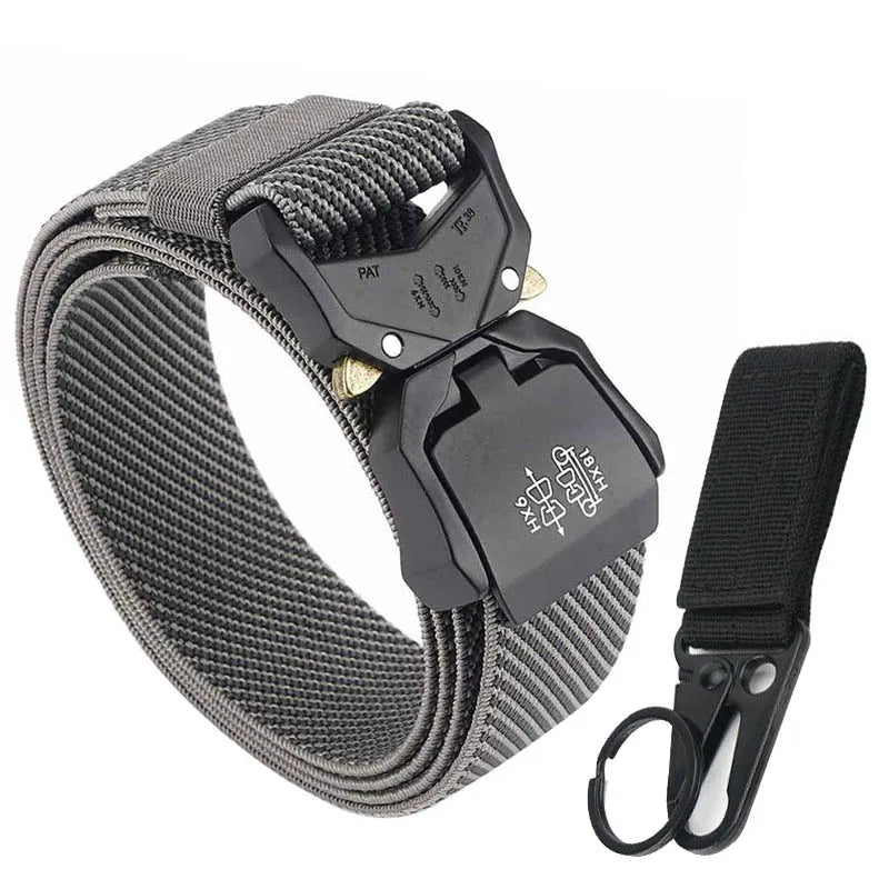 140cm Elastic Belt For Men Aluminum Alloy Quick Release Buckle Strong Nylon Tactical Belt Male Military Accessories