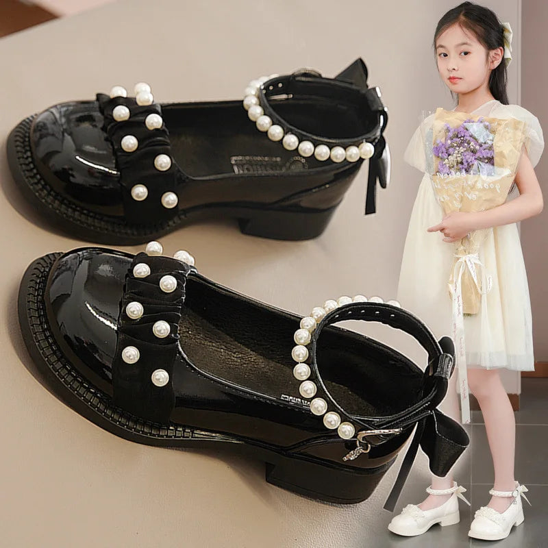 Girl's Mary Janes Organza Beautiful Sweet Children Princess Shoes Three Colors Cover Toe Ankle Strap 26-36 Kids Autumn Shoes
