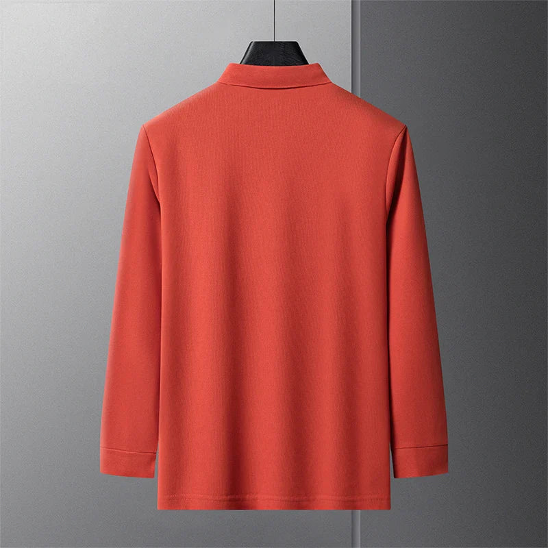 New Best-selling Spring and Autumn Men's Trendy Fashion Lapel Embroidered Long Sleeved Top Polo Shirt Sweatshirt T-shirt