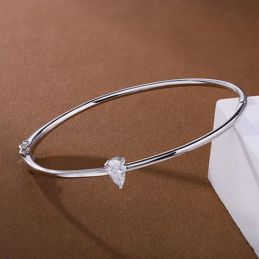 1CT Solitaire Waterdrop Moissanite Bangles for Women 925 Sterling Silver Pear Cut Diamond Bracelet with Certificate Fine Jewelry