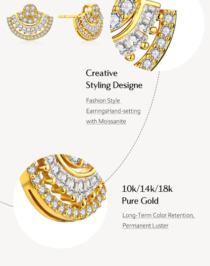 Luxury D VVS1 Color Moissanite Sector Earrings For Women Top Quality 100% 925 Sterling Silver Engagement Wedding Gift