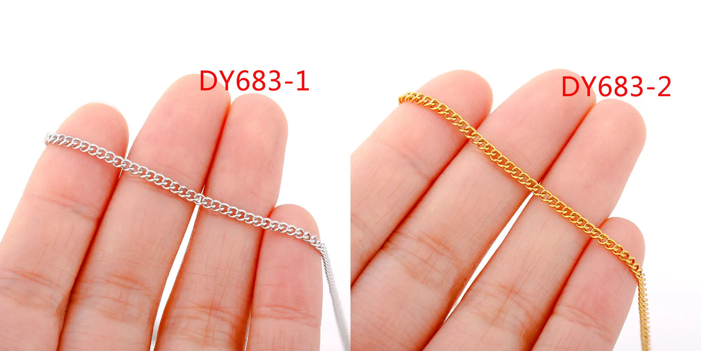 5pc 18K Gold Color PVD Plated Stainless Steel Cuba Cross O Ripple Twisted Chain Necklace Adjustable Chain DIY Necklace Wholesale