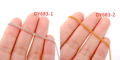 5pc 18K Gold Color PVD Plated Stainless Steel Cuba Cross O Ripple Twisted Chain Necklace Adjustable Chain DIY Necklace Wholesale