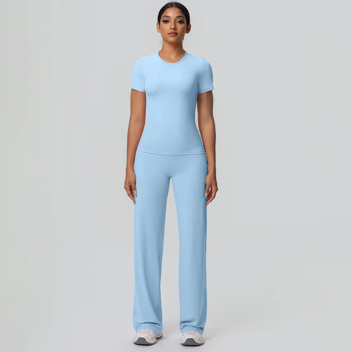 Fitness Sports Workout Yoga Set for Women Naked Feel Slim Casual Workout Top T-Shirt Quick Drying Push Up Running Pants Yoga Set