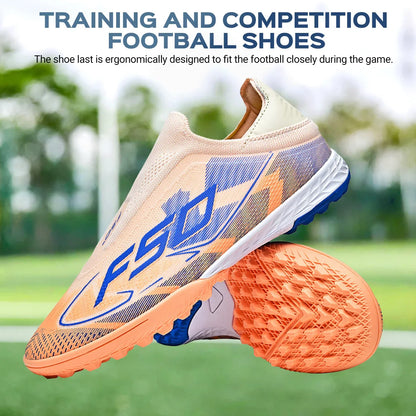 TF Football Shoes Kids Boys Girls PU Upper Durable Rubber Sole Anti-slip Wear-resistant Training Sneakers