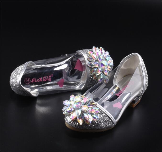 Fashion Cinderella Crystal Bright Diamond Shoes Girl Princess Single Shoes Girl Performance High Heels Shoes