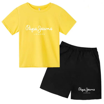 Kids Summer T-shirt Boys Girls Toddler Clothes Charming Letter Print 3-12Y Short Sleevd + Shorts Sports Brand Fashion Casual Set