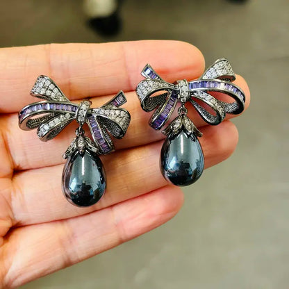 Purple Knot Pearl Earrings For Jewelry Gift
