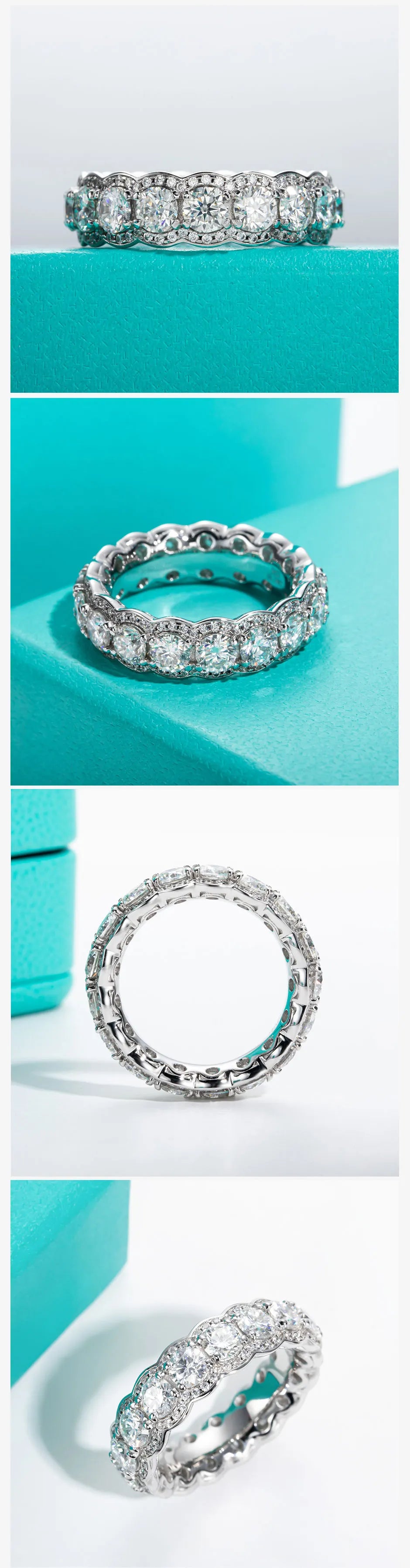 4mm 5.5cttw D Color Moissanite Wedding Band Ring 925 Sterling Silver Eternity Band  Rings For Women Jewelry Wholesale