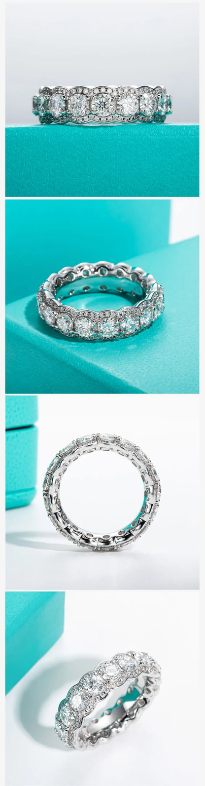 4mm 5.5cttw D Color Moissanite Wedding Band Ring 925 Sterling Silver Eternity Band  Rings For Women Jewelry Wholesale