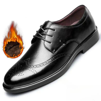 Men's Dress Brogues Elevator Shoes Platform Breathable Casual Business Luxury Genuine Leather Heightening Shoes 6 CM Taller Man