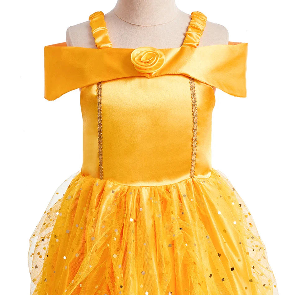2025 Kid Elsa Anna Costume Girl Birthday Floral Dress Children Snow Queen Performance Fantasy Princess Evening Halloween Costume