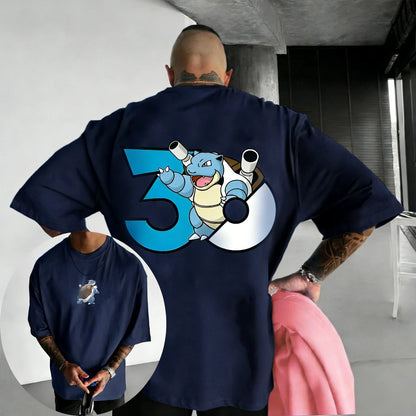2026 30th Anniversary Blastoise Printed Cotton T-shirt Summer New Men's and Women's Loose Casual Hip Hop Trendy Short Sleeve Top