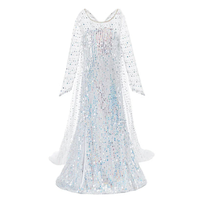 Children Elsa Cosplay Little Girls Princess Carnival Birthday Sequin Dress Kids Cinderella Performance Blue White Rose Red Dress