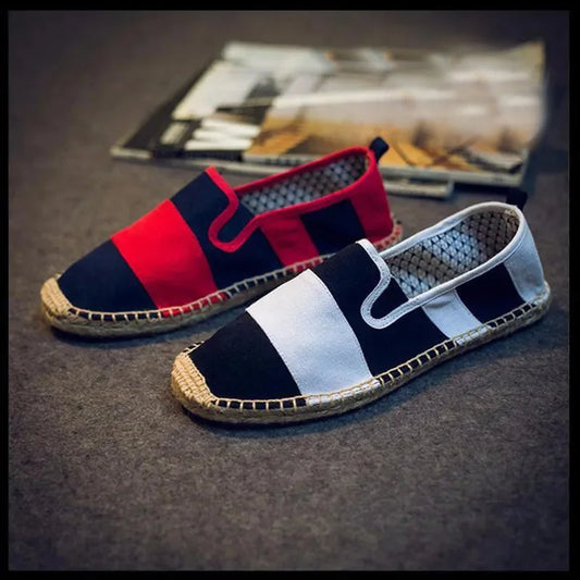 Sapatos casuais masculinos primavera verão slip-on de pano plano respirável Marca Pescador Calçados Masculinos Vermelho Preto XZ19