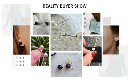 Natural Freshwater Pearl Stud Earrings Real 925 Sterling Sliver Earring Cultured White Pearl for Women Earring Jewelry Wholesale