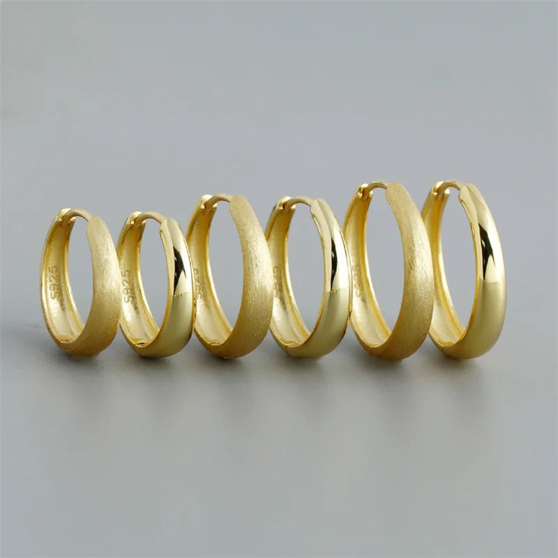 925 Sterling Silver Simple Statement Matte Large Huggies Hoop Earrings for Men Women Fine Gothic Punk Charms S925 Jewelry