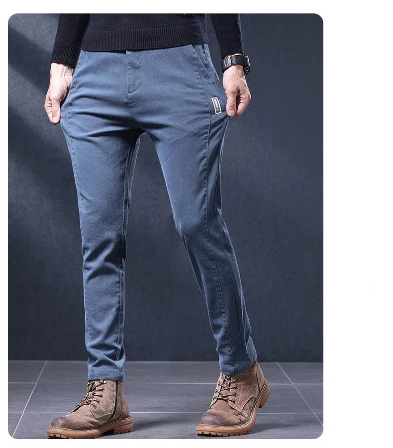 Classic Slim Fit Mens Casual Pants Breathable Straight Stretch Korean Business Trousers Spring Autumn New Fashion Male Clothing