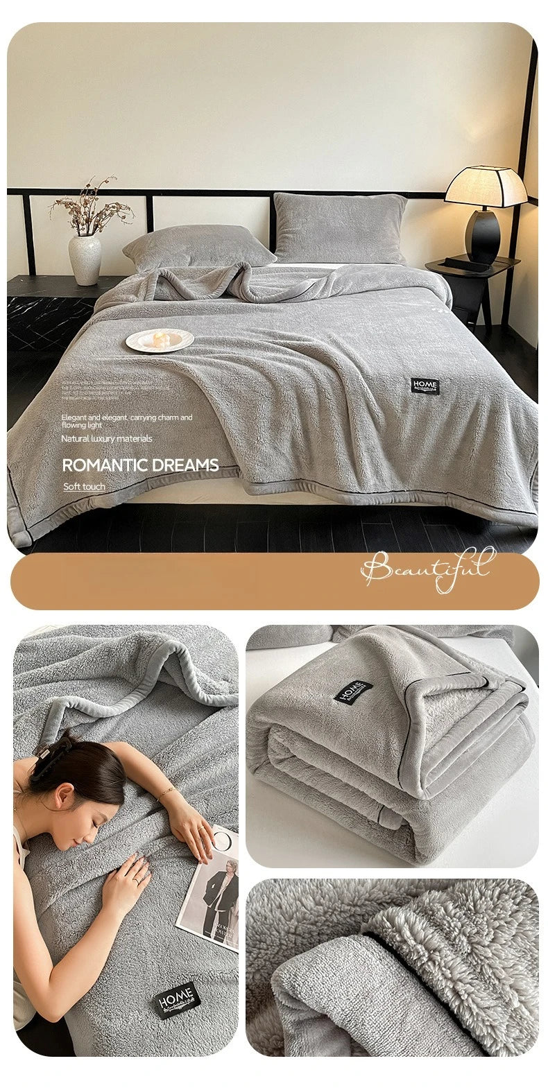 New Grade A Half-sided Velvet Autumn Winter Keep Warm Blankets for Bed Soft Fluffy Warmth Sofa Blanket Shawl Napping Blankets