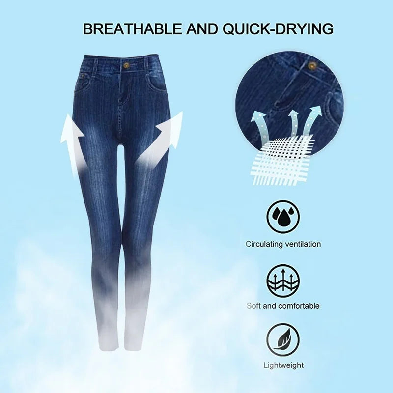 Women Plus Size Pencil High Waist Denim Pants