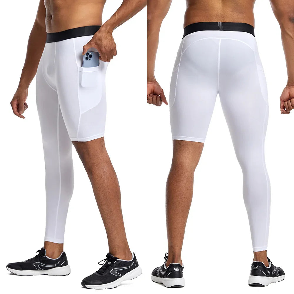 Men's compression sports pants fast drying fitness sports pants running tight pants training tight pants black red gray line
