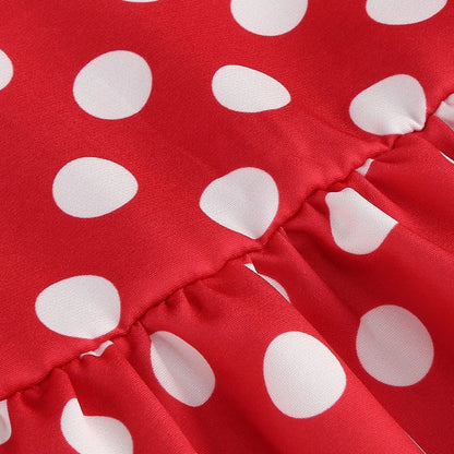 New Fashion Kids Dress For Girls Polka Dot Short-sleeved Children Dress With Baby Collar Daily Girls Casual Costume
