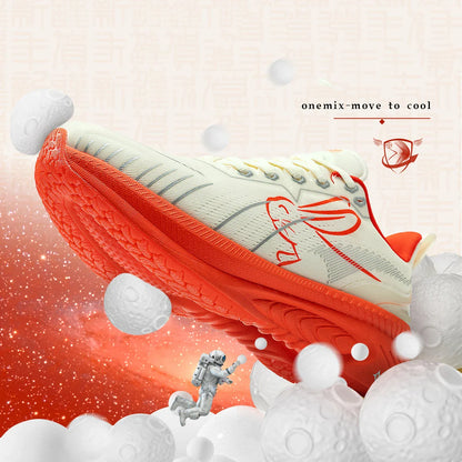 Tênis de Corrida ONEMIX Refletivo Vermelho Amortecedor Elite Aumento de Altura Tênis Esportivo para Caminhada ao Ar Livre Respirável em Mesh Masculino