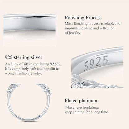 Moissanite Ring Lace Band 925 Sterling Silver Half Eternity Stackable Ring D Color for Women Engagement Retro Gift