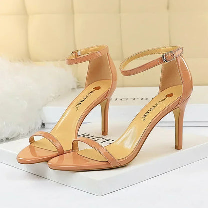 Women Gladiator Stiletto Classic Ankle Strap Holiday Beach Sandals Lady Fashion Suede 8cm 11cm High Heels Sexy Red Brown Sandles
