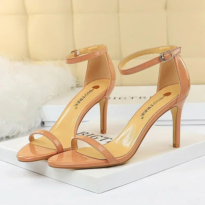Women Gladiator Stiletto Classic Ankle Strap Holiday Beach Sandals Lady Fashion Suede 8cm 11cm High Heels Sexy Red Brown Sandles